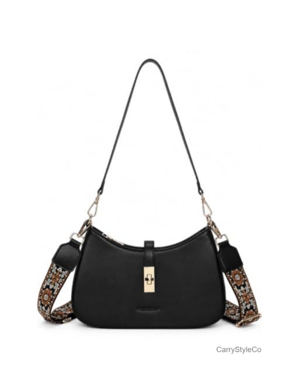 Vegan Leather Hobo Shoulder Bag Detachable Strap Crossbody Purse